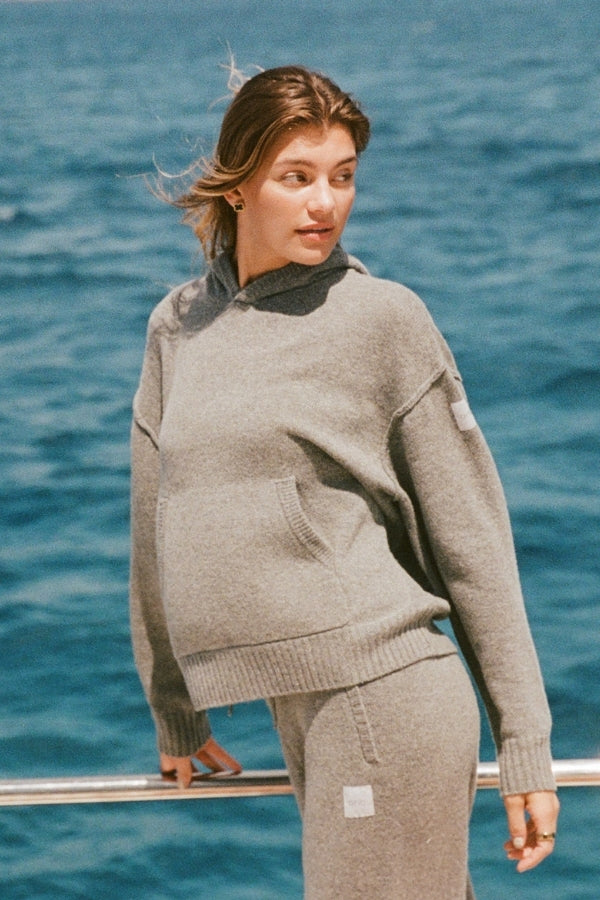 Cashmere Blend Knit Hoodie