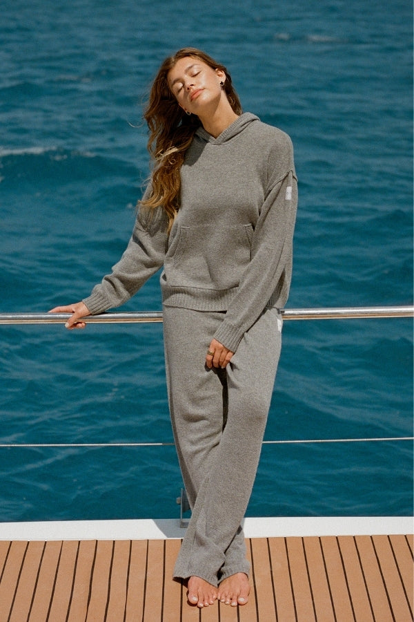 Cashmere Blend Knit Hoodie