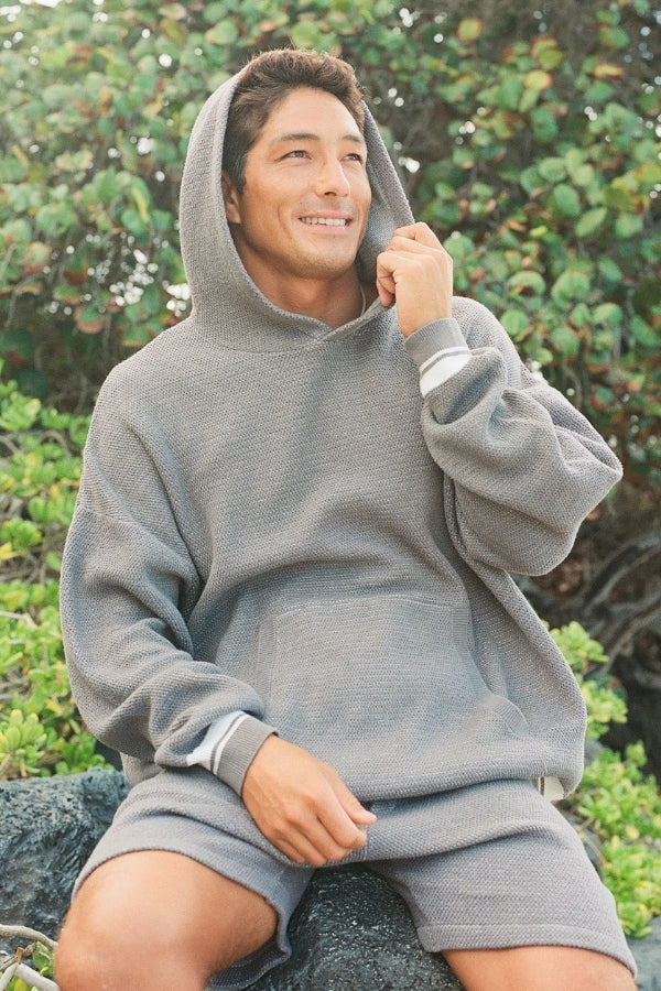Duo-Weave Line Knit Hoodie | MEN